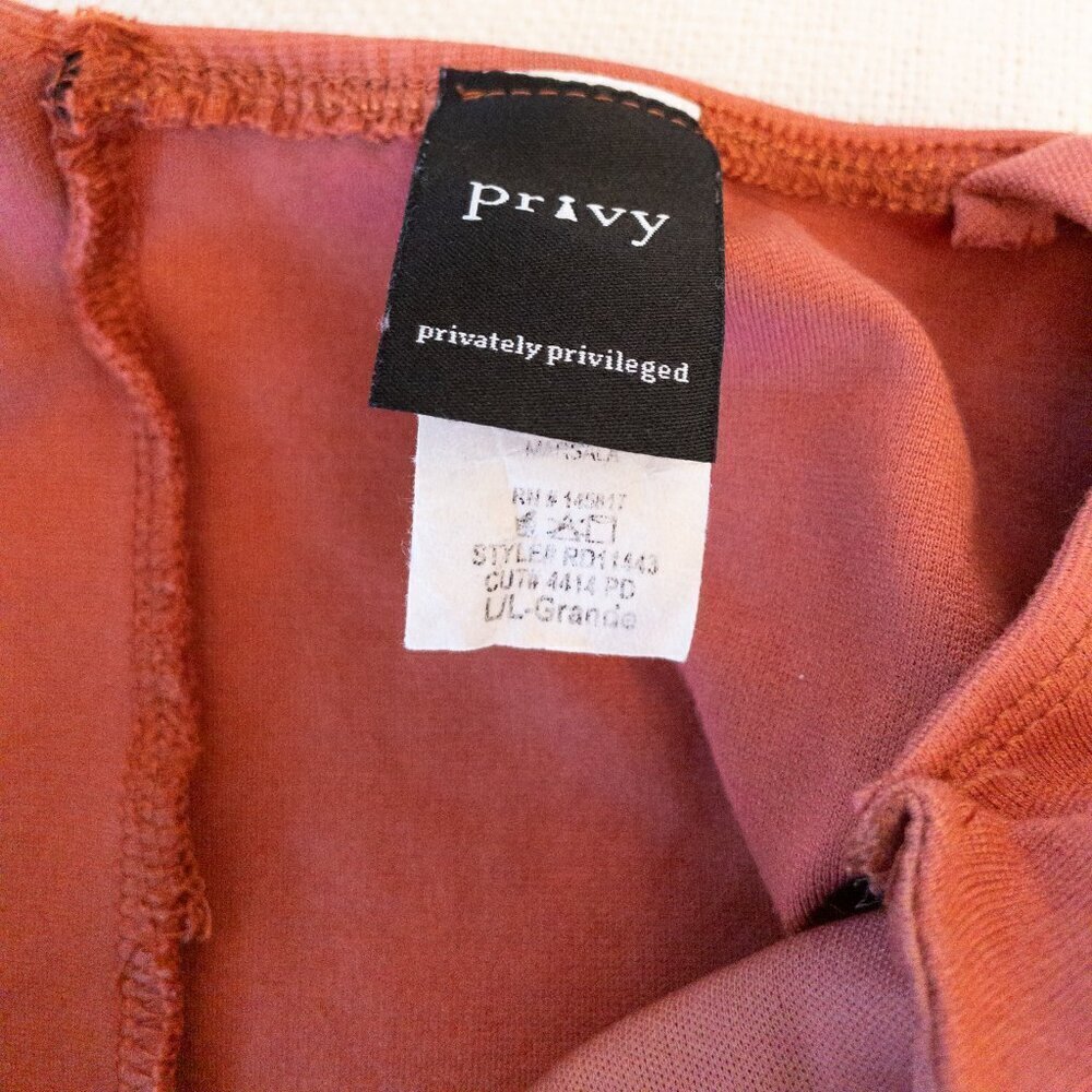 Privy One-Shoulder Ruffle Bodycon Dress | Rust Rose Midi Size M | Date Night Sty - Picture 3 of 4